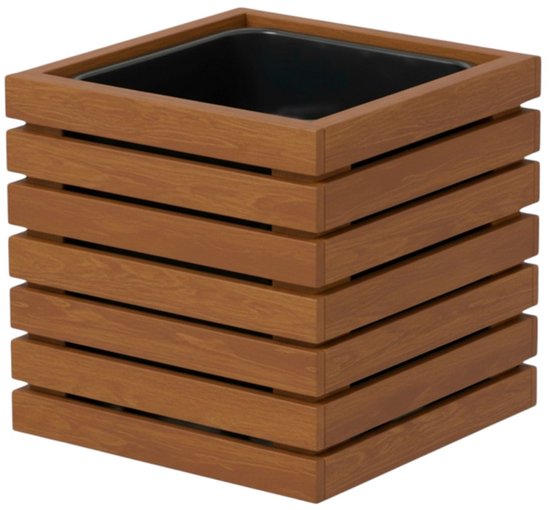 Lot de 2 pots de fleurs en bois faits main pour sapin de Noël - Jardinière résistante aux intempéries - 50 x 50 x 80 cm - Entièrement assemblés - Marron