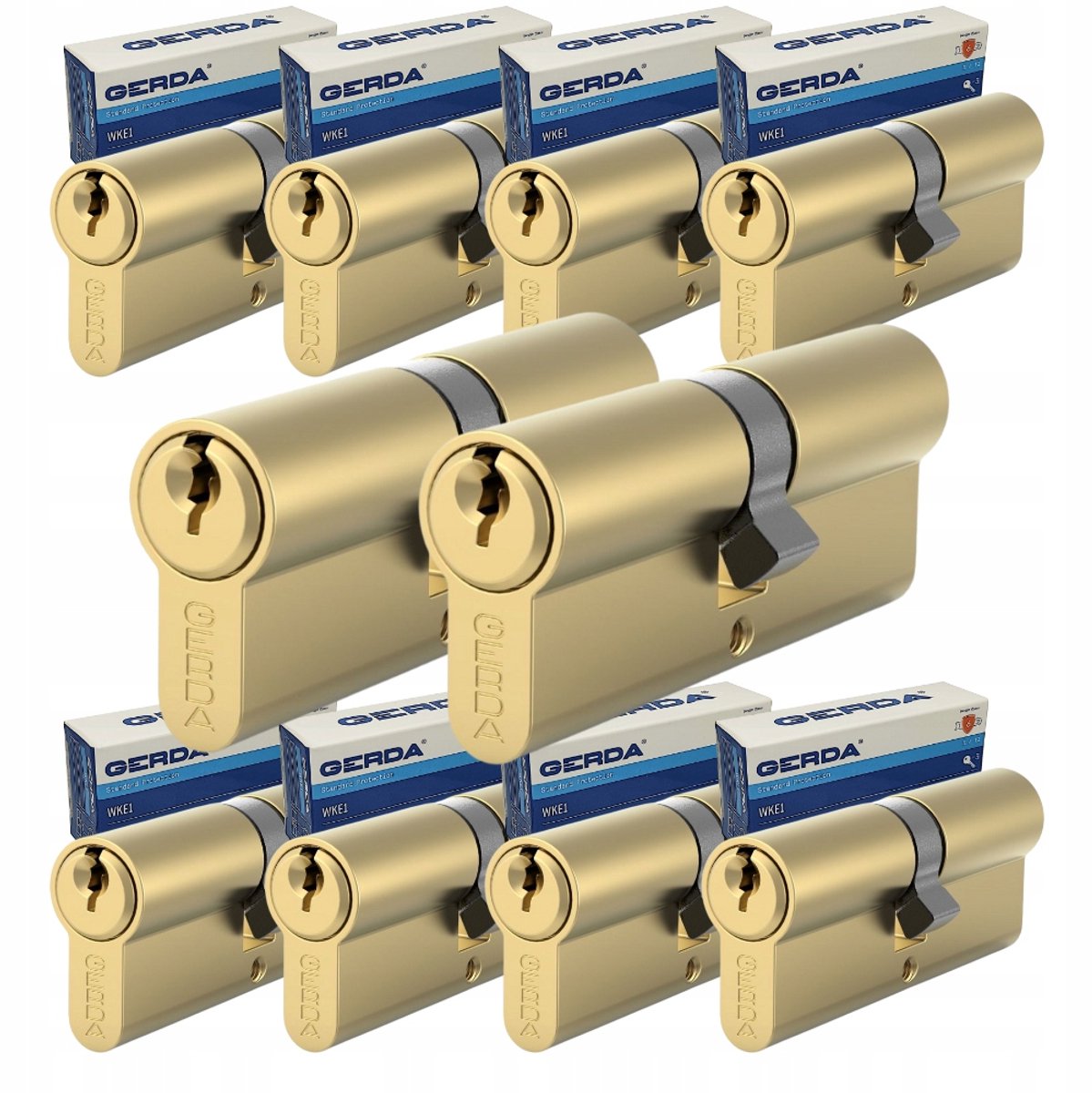 10x Messing Cilinderslot 30/30mm met 3 sleutels