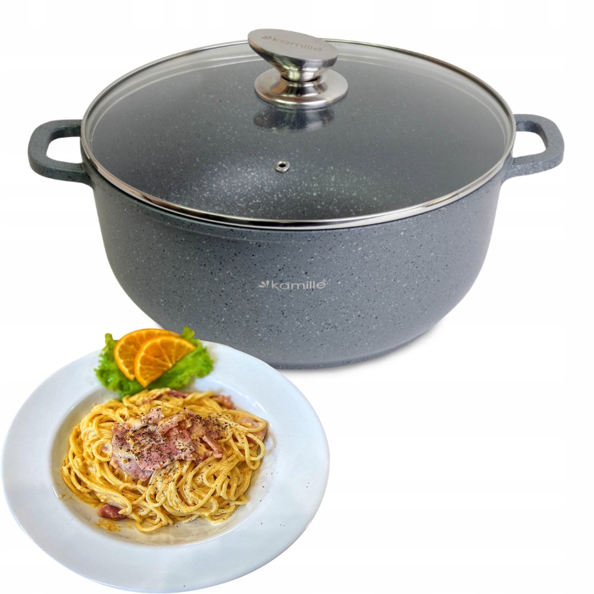 Granit Kookpan met Deksel 6.5L - Geschikt voor Inductie & Gas