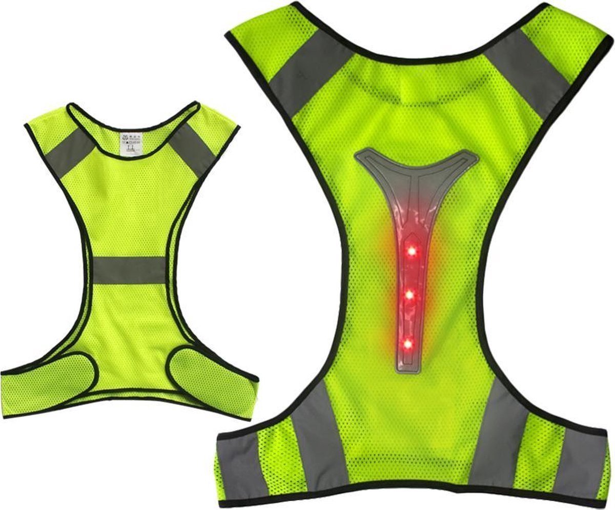 *** 2 Stuks Reflecterend Hardloopvest - Veiligheidsvest - Hardlopen - Verlichting - LED - Zichtbaarheid - Joggen - Wandelen - Fietsen - van Heble®***