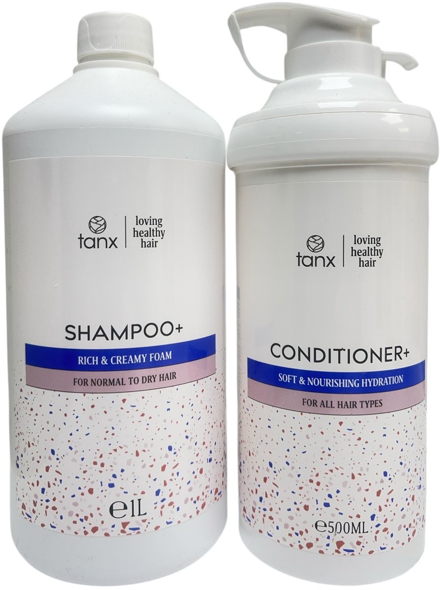 TANX Professonal Rich & Creamy Foam Shampoo+ 1000 ml met pomp + Conditioner 500 ml met pomp Soft & Nourishing Hydratation By Phytodess Paris