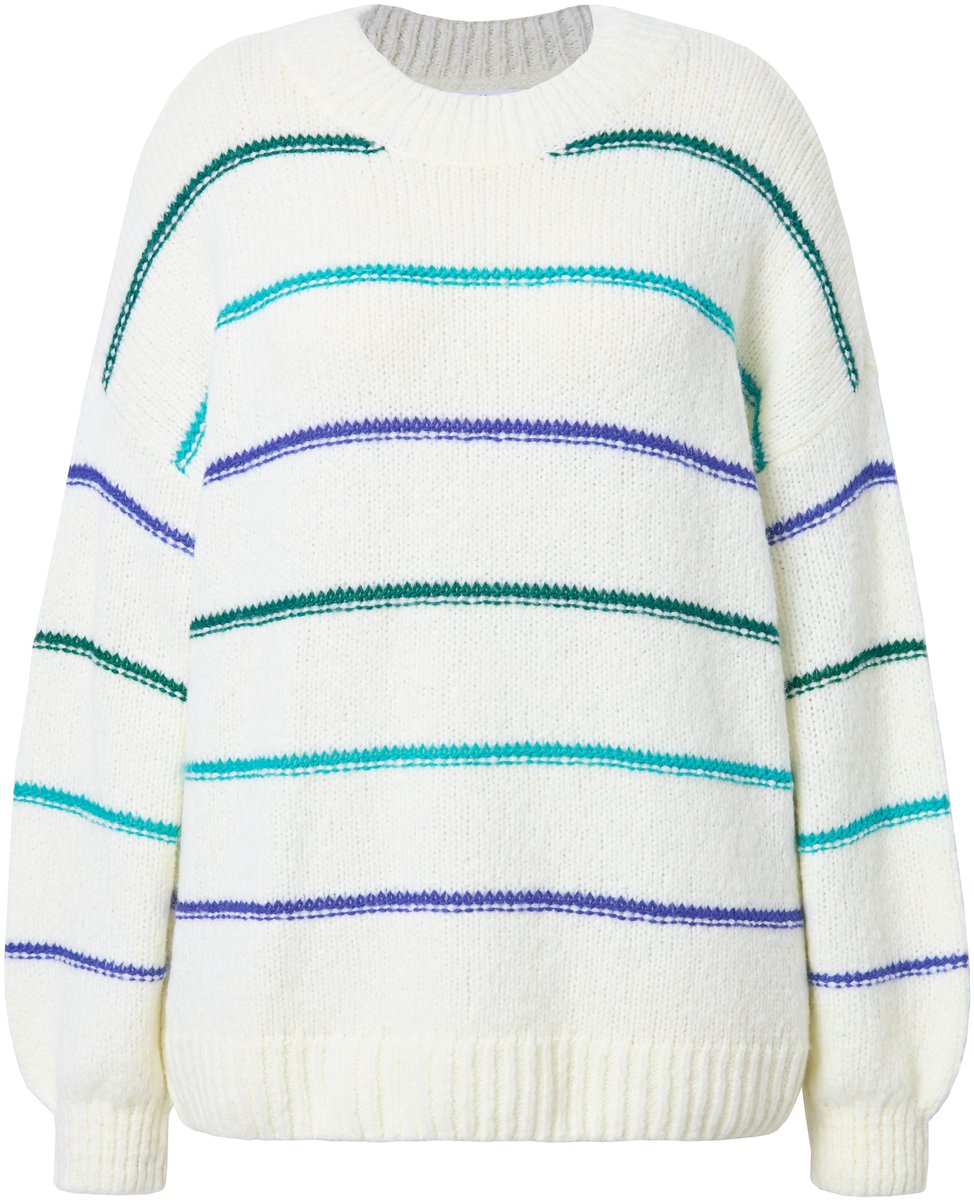 Studio Untold - Dames - Pullover oversized grof breisel kleurrijke strepen - Klassiek off-white - Maat 42+