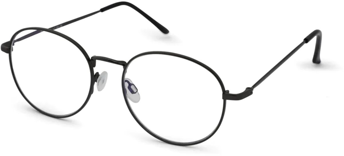 Leesbril Readr. OVAL met blauwlichtfilter – Sterkte +3.00 - Kleur Shiny Gun - lichtmetalen frame & flexveren - comfortabele pasvorm - inclusief etui & koordje