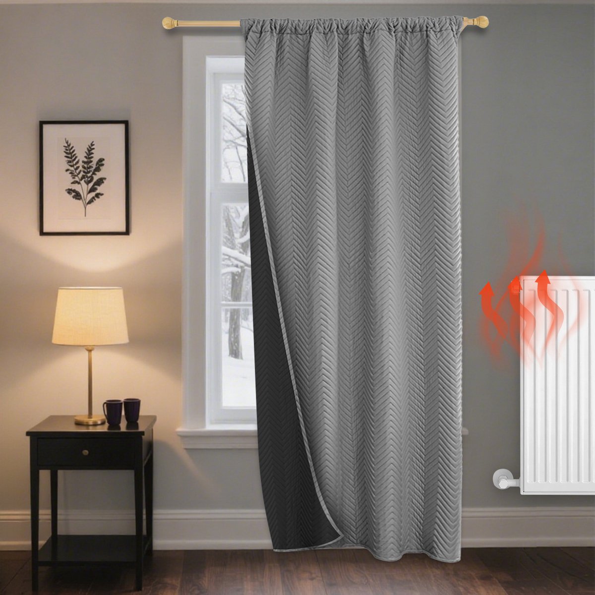 Qelus Panelen Verduisterend Gordijn - Blackout Effen Gordijnen - Thermisch Isolerend en Geluidswerend - Warmte & Koudeblokkerend Overgordijnen- Voor Woonkamer & Slaapkamer, B 140 x H260cm -1 stuk (Grijs)