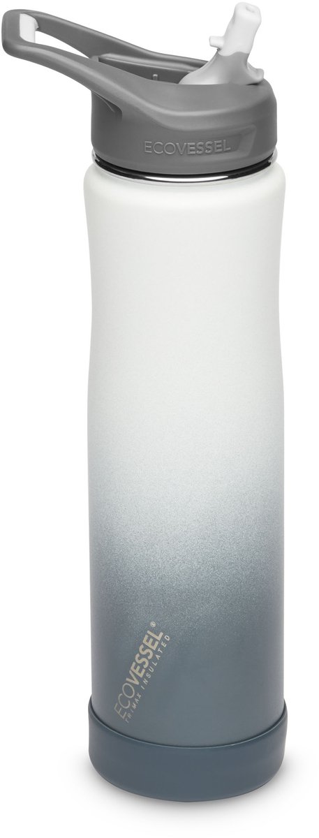 EcoVessel - The Summit - TriMax geïsoleerde rvs fles met rietje - 709ml - Winter Storm