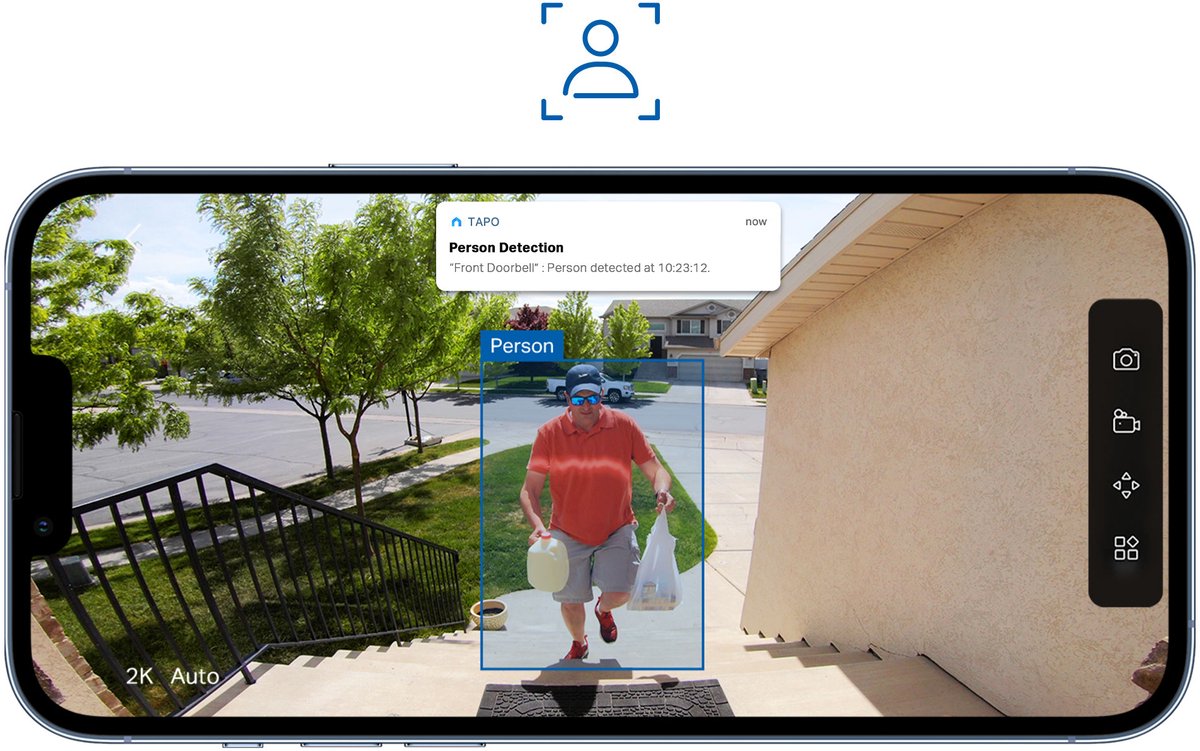 Tapo D205 draadloze video deurbel op batterij - 2K Video - afbeelding 3