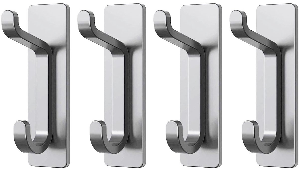 EXCITAT Sterk klevende haken - Metalen deurhaken - Handdoekhaken roestbestendig - Zelfklevende haken - Douchehaken zonder boren - grijs - 4 stuks