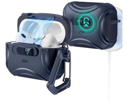 ESR Hoesje Geschikt Voor AirPods Pro 3 (2025) - Cyber FlickLock Case - Compatibel met MagSafe - Karabijnhaak - Blauw