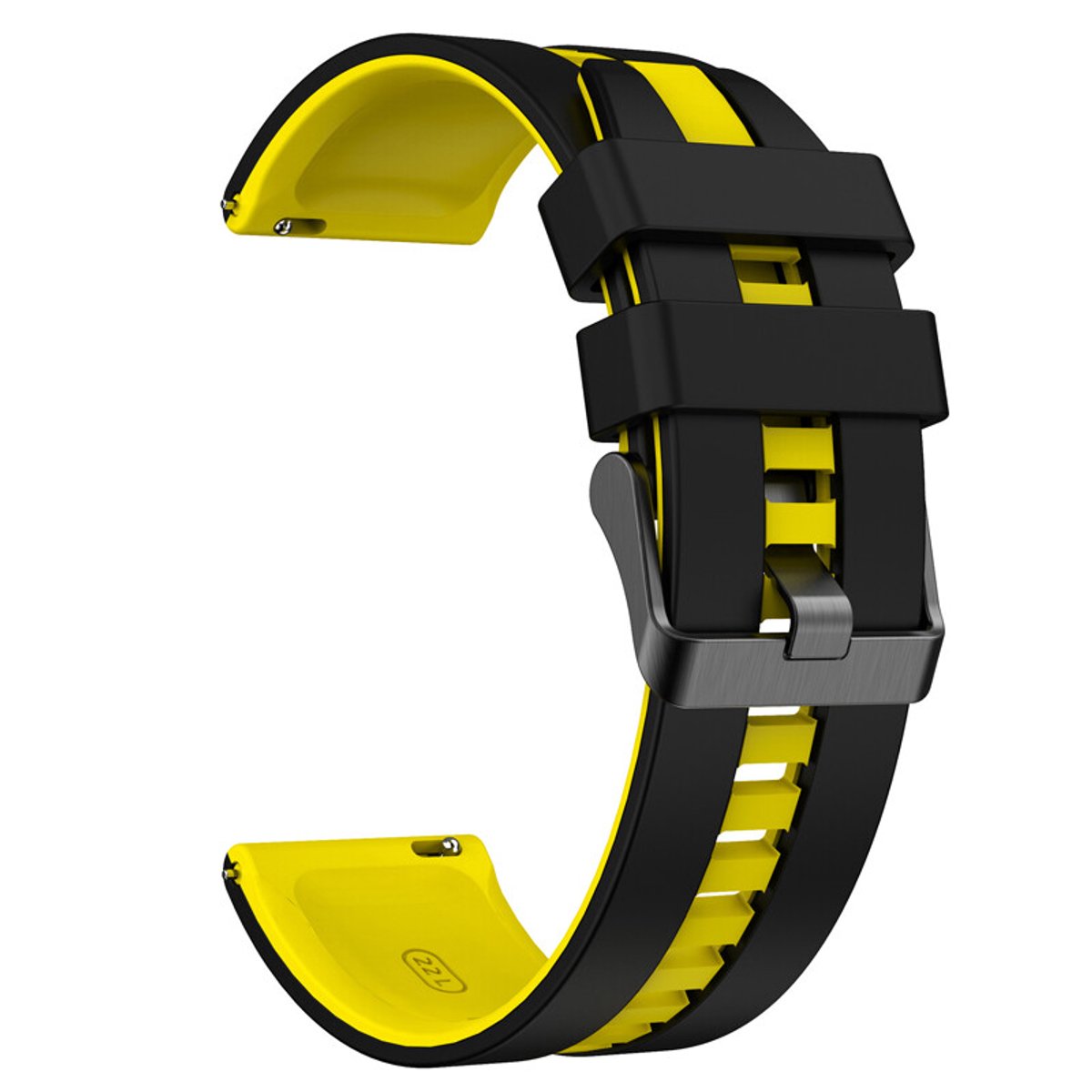 Quick Release Horlogeband 22mm Siliconen Rubberen Band Sport Waterdicht - Zwart en Geel