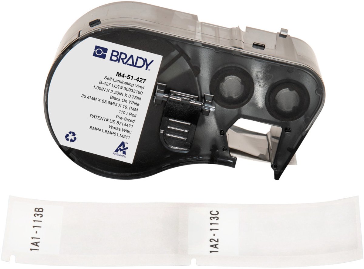 Brady M4-51-427 gelamineerde vinyl labels zwart op wit/transparant | 63,5 mm x 25,4 mm