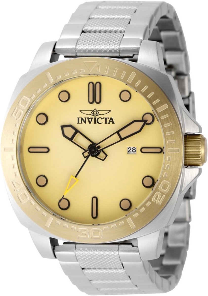 Invicta Speedway 49102 Heren Horloge - Waterdicht - Analoog - Quartz Uurwerk - Roestvrij Staal met Gele Wijzerplaat - 46mm