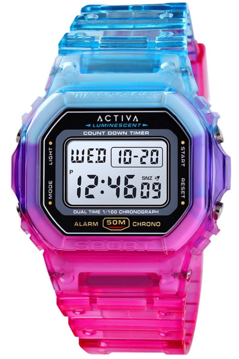 Activa x Invicta Digital ACW1622-001 Heren Horloge - Waterdicht - Digitaal - Quartz Uurwerk - Plastic met zwarte Wijzerplaat - 50mm