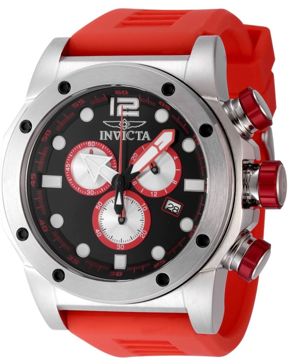 Invicta Sea Hunter 48977 Heren Horloge - Waterdicht - Analoog - Quartz Uurwerk - Roestvrij Staal met zwarte Wijzerplaat - 52mm