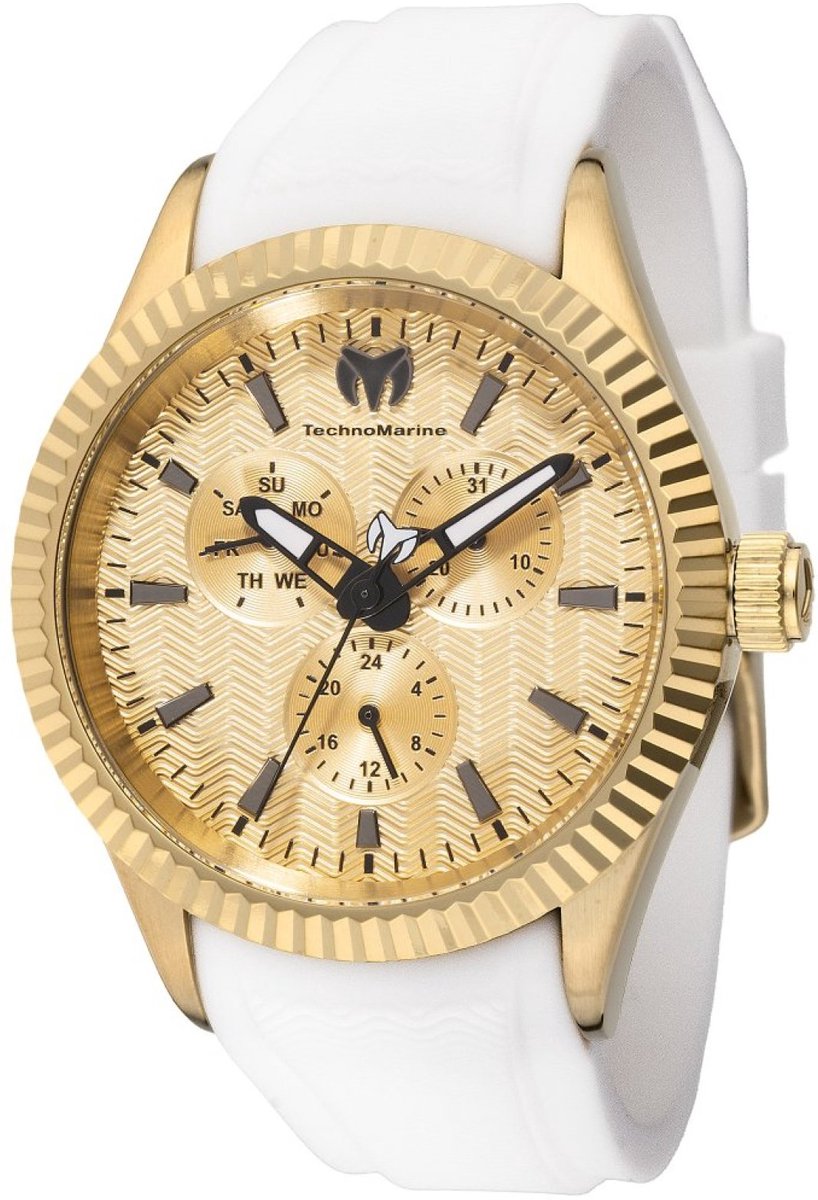 TechnoMarine Sea TM-724002 Heren Horloge - Waterdicht - Analoog - Quartz Uurwerk - Roestvrij Staal met gouden Wijzerplaat - 42mm