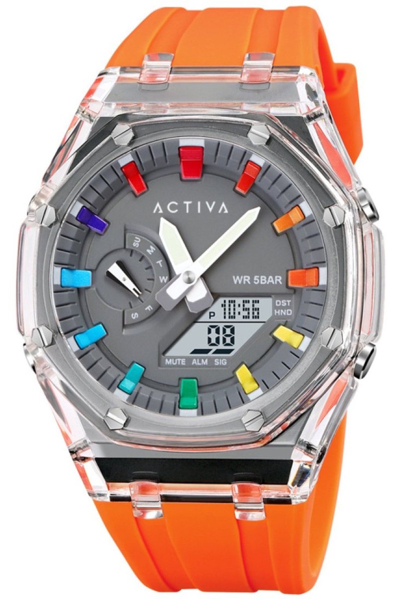Activa x Invicta Digital ACW2100-001 Heren Horloge - Waterdicht - Digitaal - Quartz Uurwerk - Plastic met grijze Wijzerplaat - 53mm