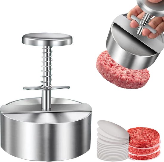 Presse à Hamburger KAYCROWN Double Face – Presse + Attendrisseur Viande, Aluminium Premium, Galettes Parfaites