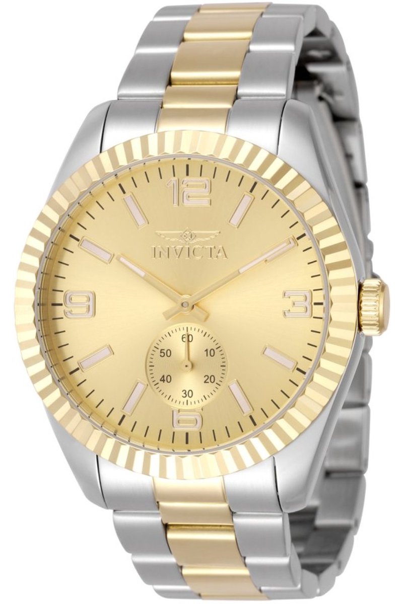 Invicta Specialty 49388 Heren Horloge - Waterdicht - Analoog - Quartz Uurwerk - Roestvrij Staal met gouden Wijzerplaat - 43mm