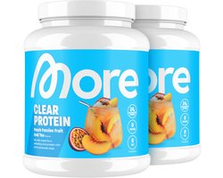 MORE NUTRITION Clear Whey Isolate Proteine Poeder, Peach Passionfruit Ice Tea, 2 x 600 g Voordeelverpakking, 40 Porties Heldere Wei Poeder – Lactosevrij Eiwitshake
