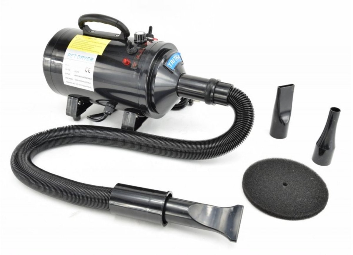 Waterblazer Tritra Lte Zwart - 2400 Watt - Hondenföhn Trimsalon - Voor Hond & Puppy - 3 Standen - Met warmte element - Met hulpstukken