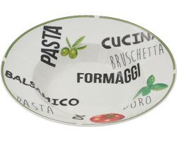 Pastaborden - Diep Bord - Porselein - set van 6 stuks - 27 CM - Twee verschillende Italiaanse prints