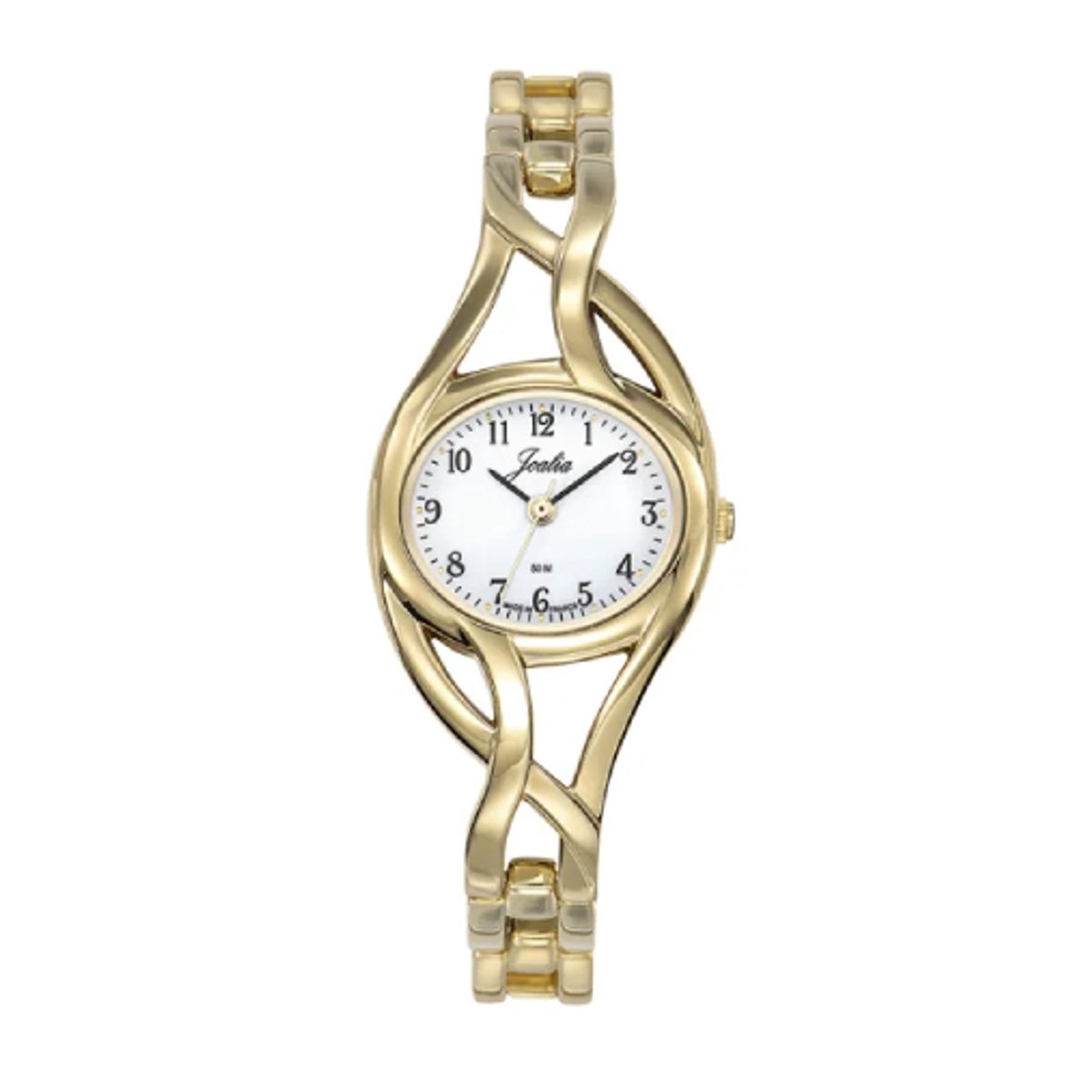 Joalia-Model 630506-Dameshorloge-goudkleurig-made in France-stainless steel-5 atm waterdicht-duidelijke wijzerplaat-band zelf in te korten-diameter