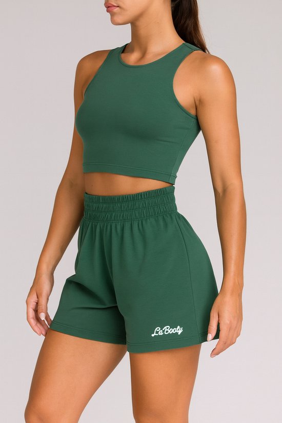 LA BOOTY Dames Short - Donkergroen - Katoenmix - Relaxed Fit - Zacht & comfy - Handmade in Belgium - Maat M van La Booty — afbeelding 2