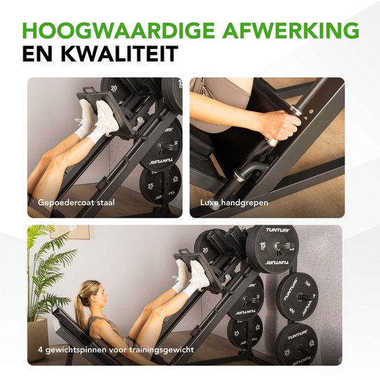 Station de musculation Tunturi LP60 Leg Press/Hack Squat - Appareil de musculation à charge libre - Équipement de fitness - Poignées antidérapantes - Appareil robuste