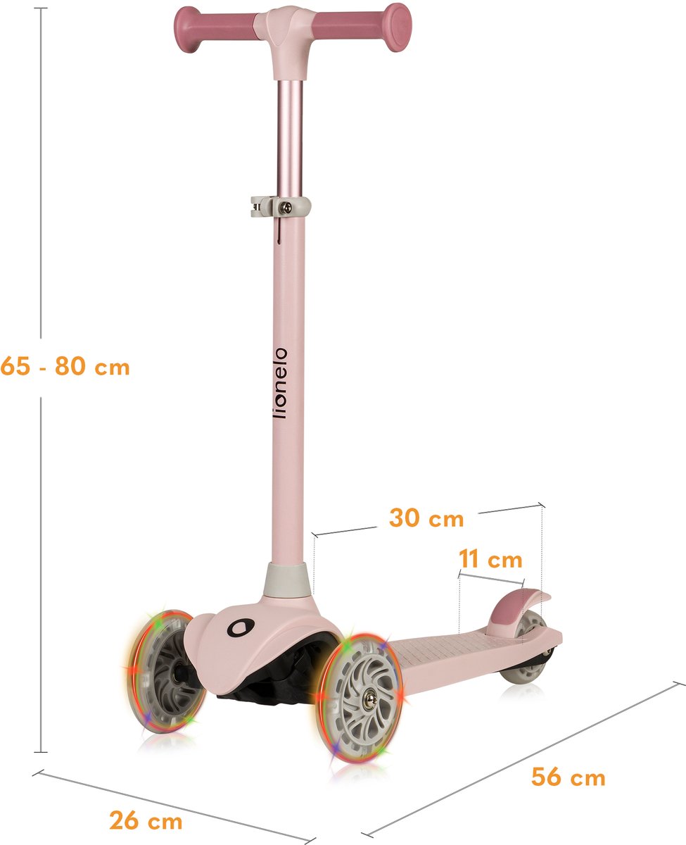 Lionelo Jessy Kinderstep - step 3 wielen - leeftijdsgroep 3+ - max 50kg - LED verlichting in de wielen - hoogte verstelbaar 65-70-75-80 cm — afbeelding 2