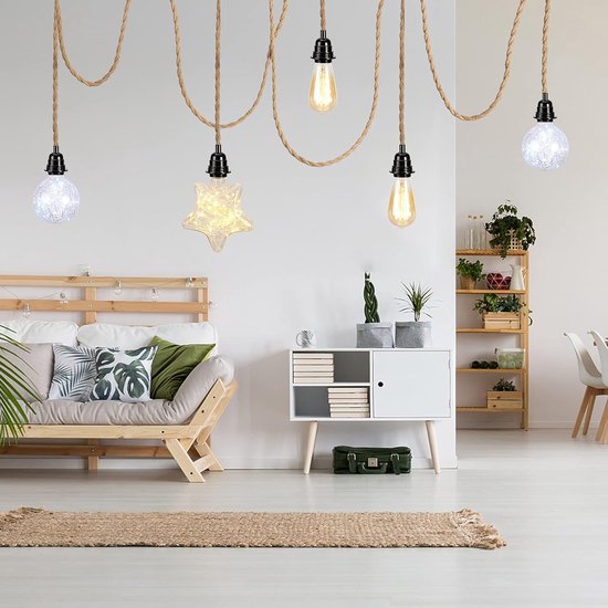 DiCUNO 5 meter linnen vintage textielkabel, 0,75 mm² 2-aderige flexibele stoffen elektrische kabel, elektrische kabel voor hanglamp DIY lampaccessoires