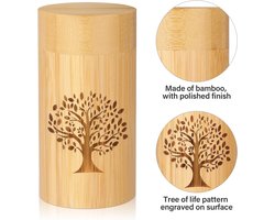 Kleine urnen voor menselijke as, aandenken met boom des levenspatroon, kleine crematie-urnen voor menselijke as, volwassen man/vrouw, bamboe strooibuizen voor menselijke of huisdieras