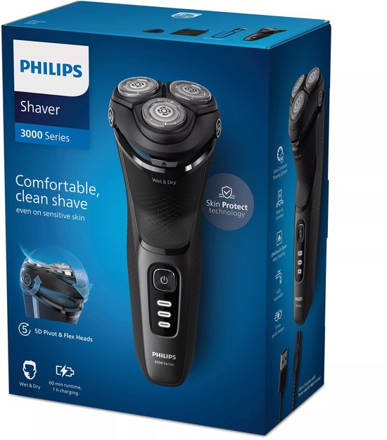 Philips S3244/12 - Roterend scheerapparaat - SkinProtect - Zwart - Batterij/Accu