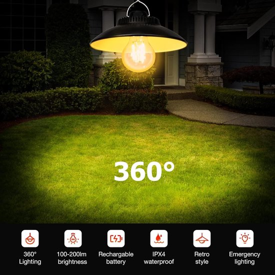 Campinglamp - Camping - Creatief retro LED Tentlamp - Draagbaar Kampeerlamp - Camplamp - Tent Verlichting - Lampjes - Sterk Licht - Fel - Oplaadbaar - IPX4 Waterdicht - Energieklasse A++ - voor vissen /tuin /wandelen /kamperen van Merkloos — afbeelding 4