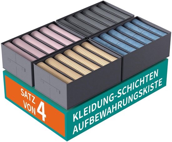 HOMENDO® Lade-organizer voor I K E A PAX kledingkast – precies passende 6 opvouwbare dozen van hoogwaardige premium Oxford-stof in lichtgrijs – afwasbaar, ademend en hygiënisch