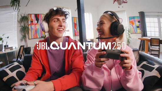 JBL Quantum 250 - Bedrade Gaming Headset - Over-ear Koptelefoon met Microfoon - 3.5 mm Jack - Voor PC, PlayStation, Xbox & Laptop - Licht Teal/Oranje