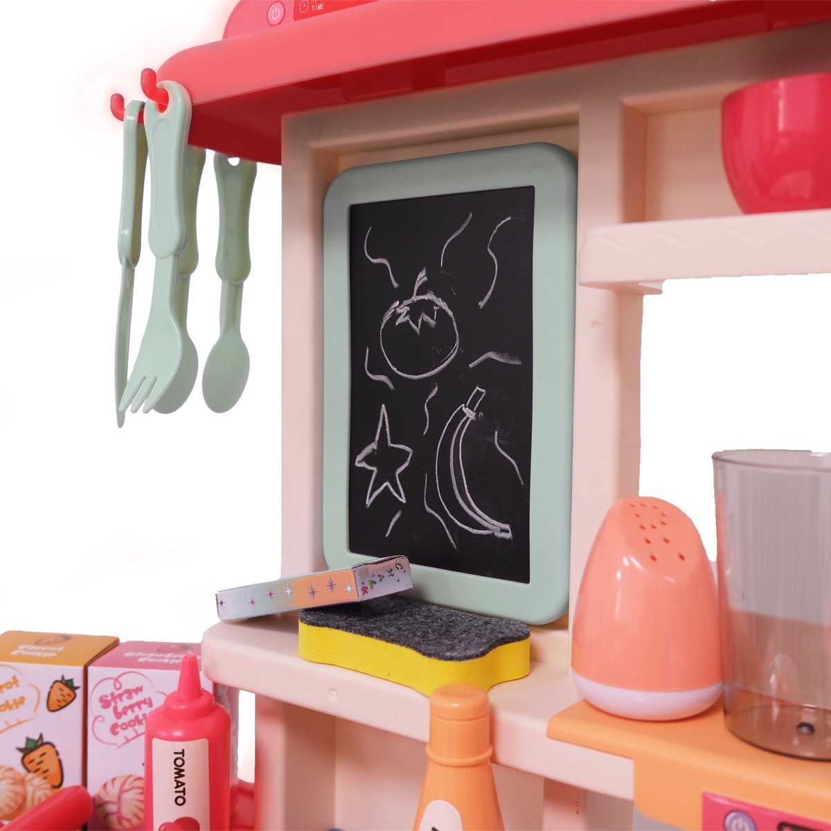 Zoem Mini Kinderkeuken Roze – Stoom & Kookgeluid – Compleet met Accessoires & Keukengerei – Speelgoedkeuken voor Peuters — afbeelding 6