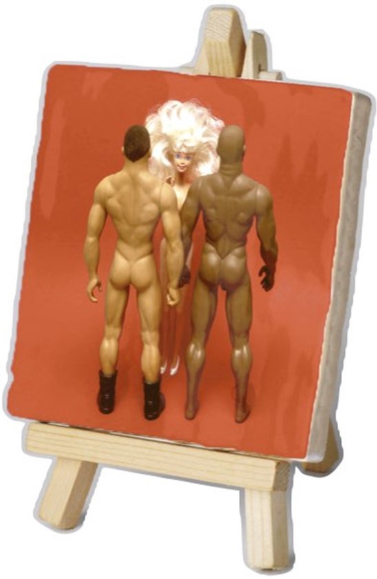 Kunsttegeltje - Maik de Boer - Rood Artwork 006 - Met Houten Ezeltje