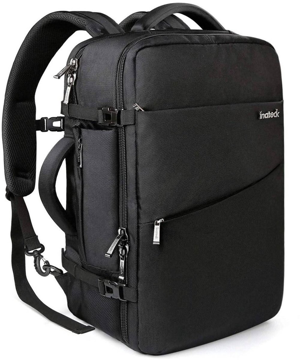 Inateck BP03001, supergrote handbagage, 35 L, reisrugzak, laptoprugzak voor 15,6-17 inch notebooks, vlieggoedgekeurde rugzak, cabinerugzak voor weekends