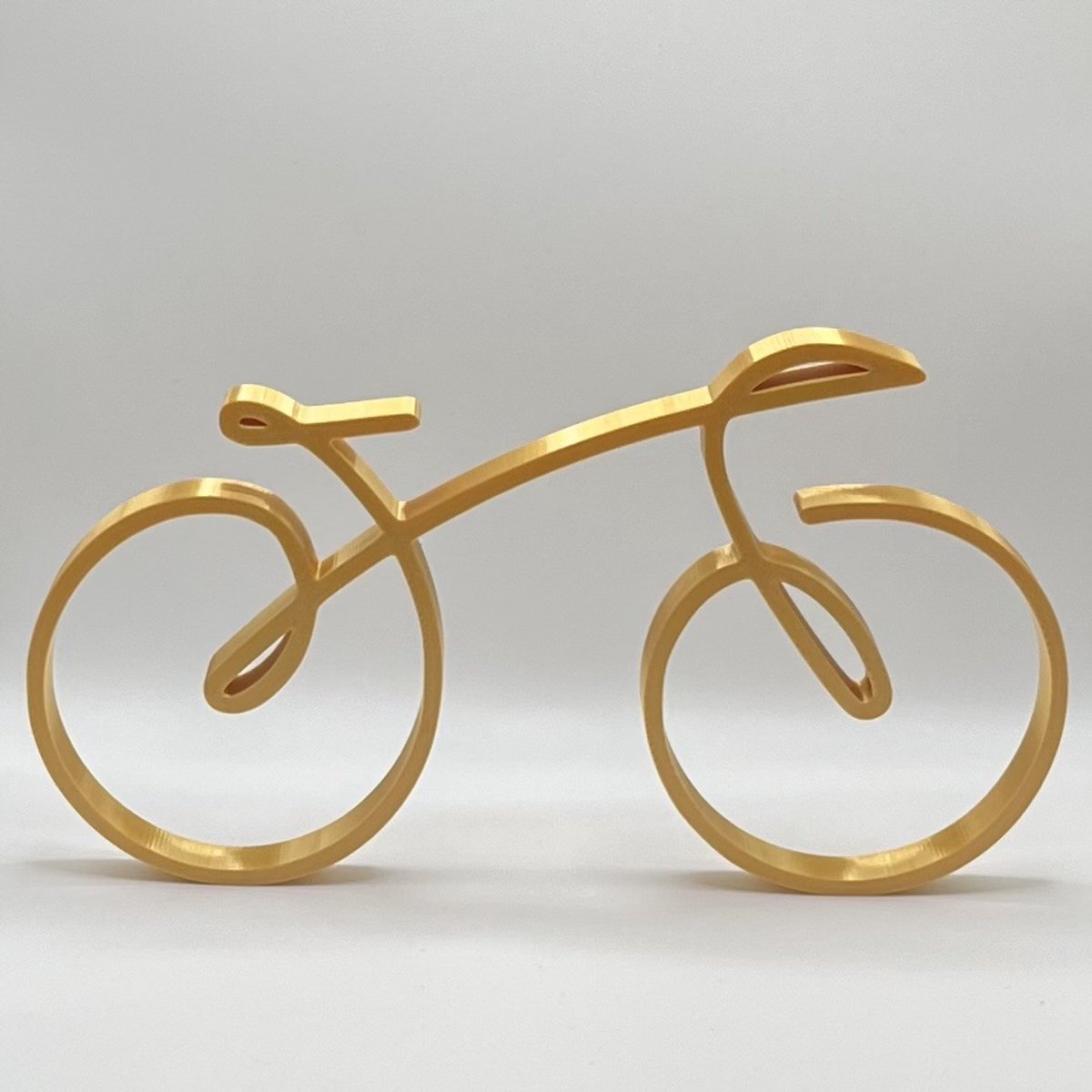 UberPrints3D | Minimalistische Fiets beeldje – Het Ultieme Cadeau voor Fietsliefhebbers 20x1,5x11 cm goud PLA materiaal