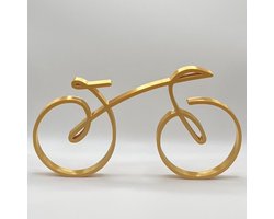 Omslag van UberPrints3D | Minimalistische Fiets beeldje – Het Ultieme Cadeau voor Fietsliefhebbers 20x1,5x11 cm goud PLA materiaal