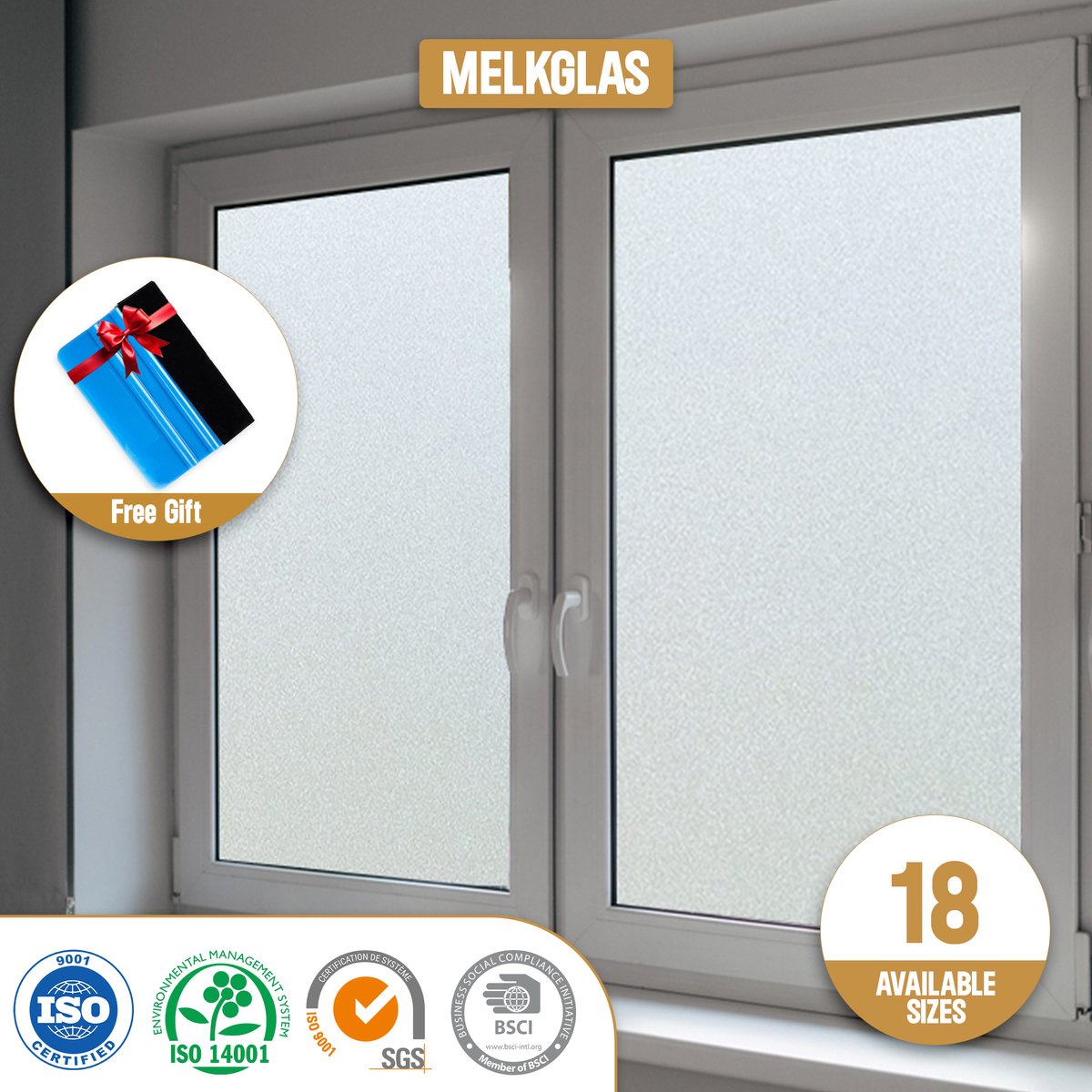 ZIA S & CO ZIA’S & CO -Raamfolie HR++90x200cm-Zonwerend & Isolerend-Anti inkijk-Statisch-Melkglas -Inclusief Rakel