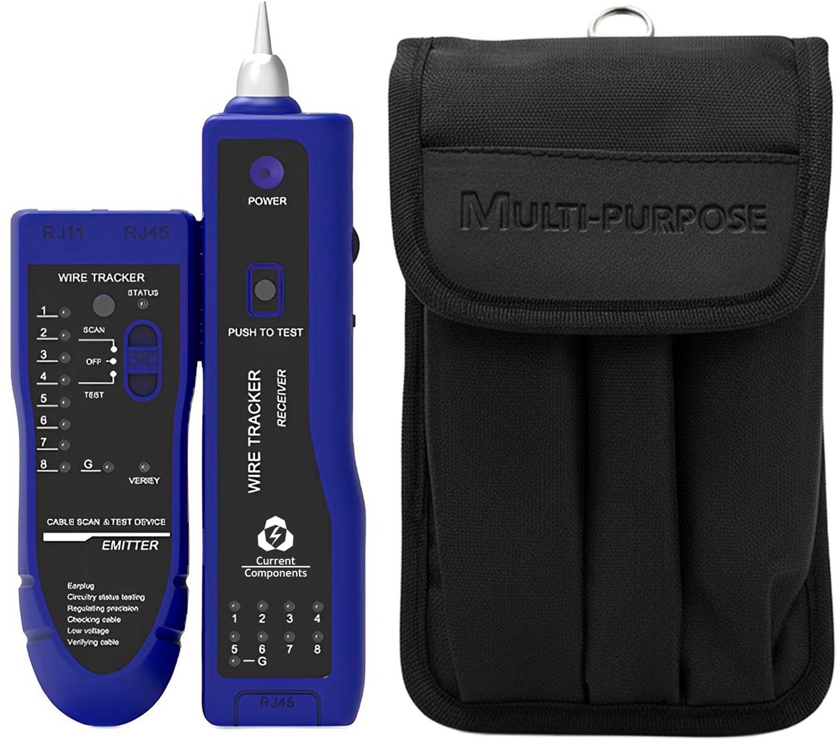Current Kabeltester - Netwerk Tester Set - Kabelzoeker & Tester - RJ45, RJ11, RJ12, CAT5, CAT6 & UTP - Blauw