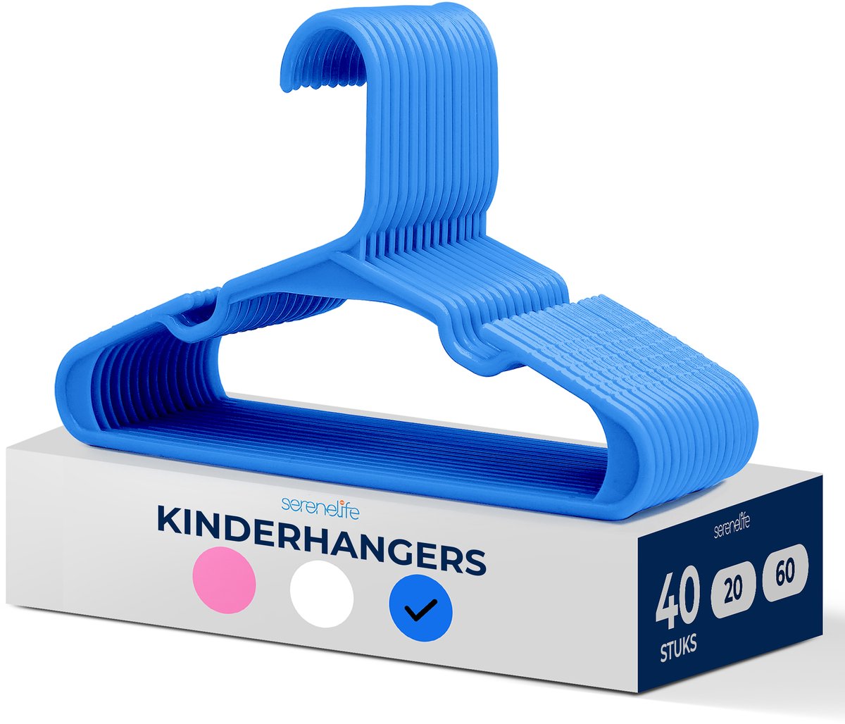 SereneLife Kinderhangers – 40-delige Set Kunststof Hangers voor Baby-, Peuter- & Newborn- Antislip & Ruimtebesparend - Blauw