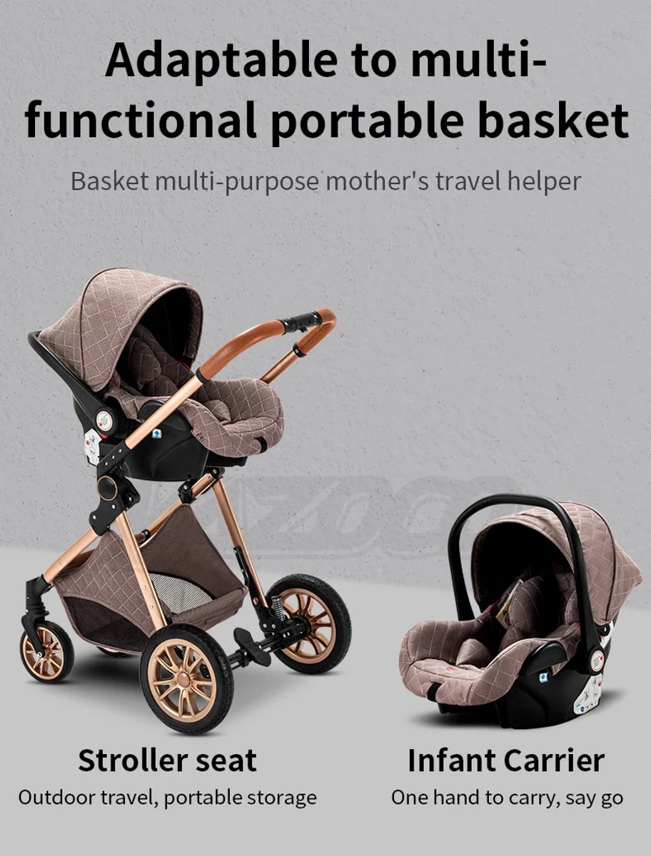 Shaelyss 3-in-1 Kinderwagen Buggy + Autostoel Khaki thumbnail 6