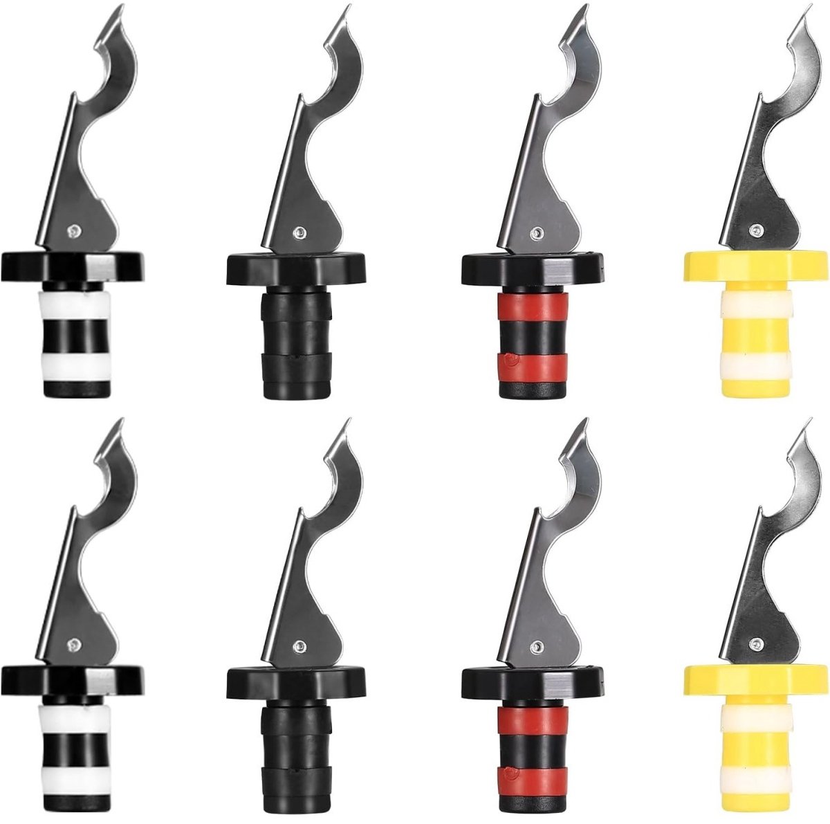 TOVBMUP Flessenstoppers met hendel - Verpakking van 8 - Bierstoppers - Wijnflesstoppers - Vormt een luchtdichte afsluiting - Herbruikbaar - Geschikt voor wijnverzamelaars - Werkt met wijn-, champagne- en glazen flessen
