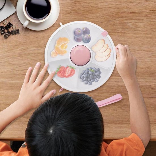 Snack tray rond | 360° draaibare schaal met 6 vakken en deksel