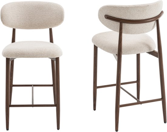 Foto: Furnihaus barkrukken set van 2 celia beige walnoot
