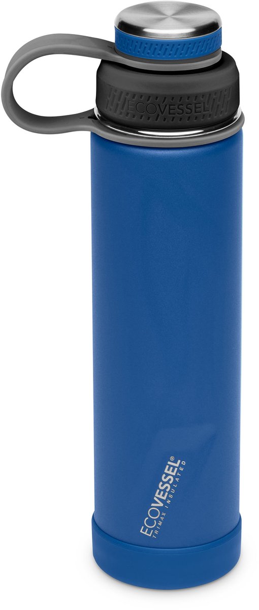 EcoVessel - The Boulder - TriMax geïsoleerde rvs fles met schroefdop & uitneembare zeef - 709ml - Nightfall Navy