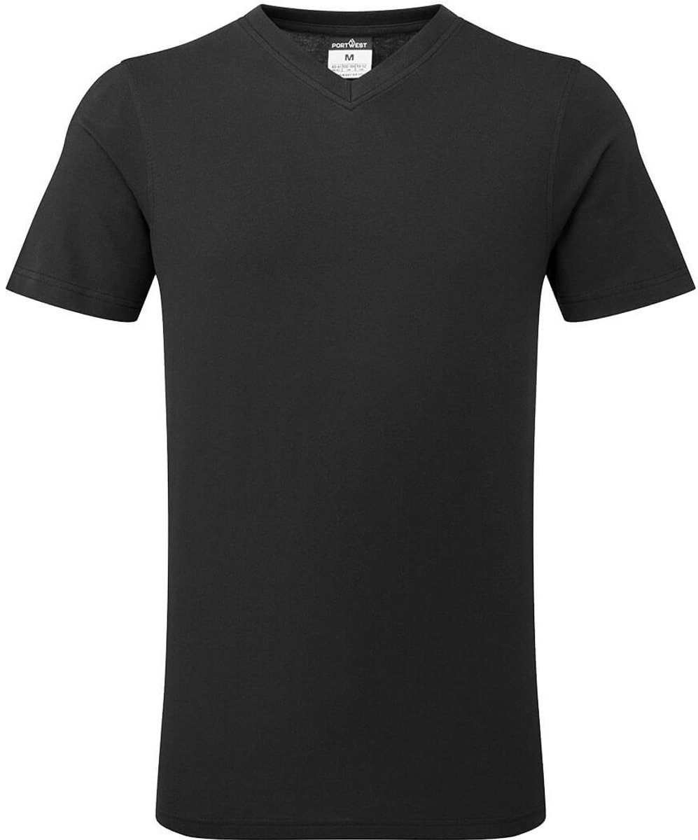 Portwest Katoenen T-shirt met V-hals B197 - Zwart - L