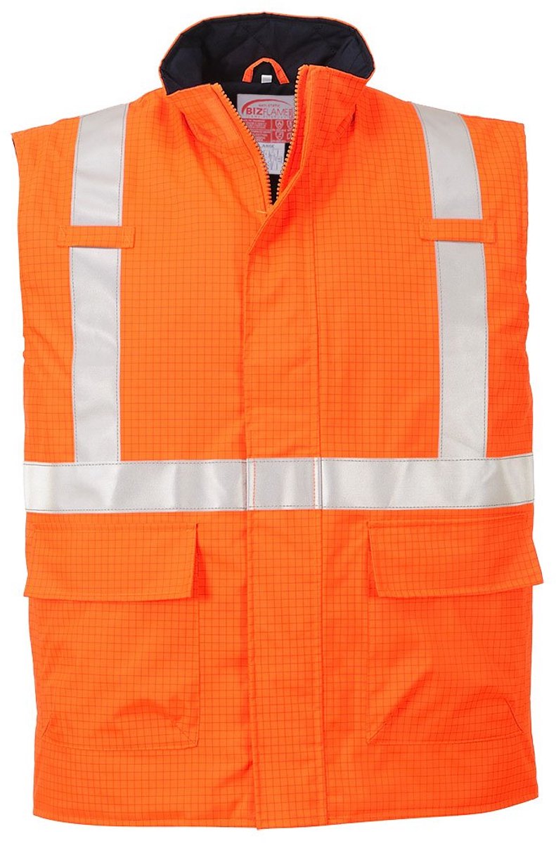 Portwest Bizflame Regen Hi-Vis Antistatische FR Bodywarmer S776 - Oranje - L