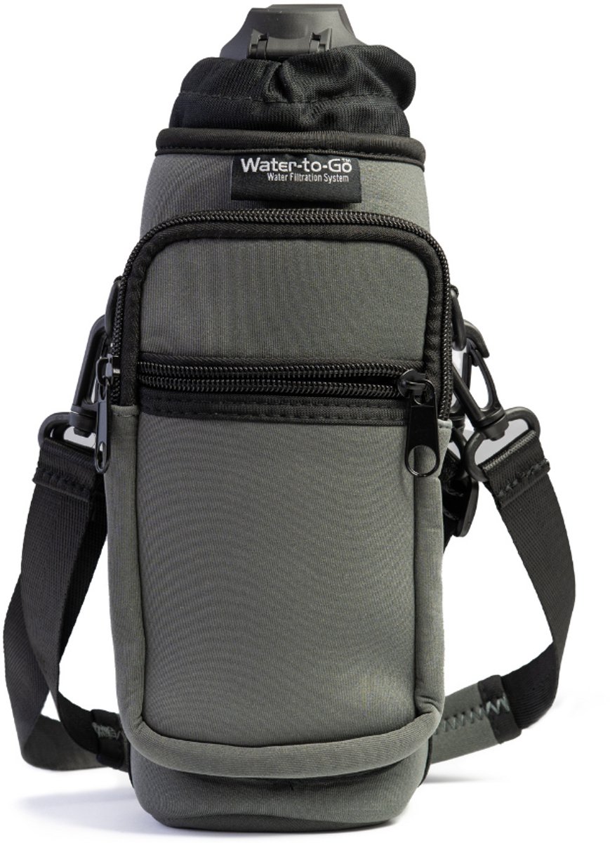 WatertoGo Carrier Bag – Draagtas voor Waterflessen – Met Verstelbare Schouderbanden – Geschikt voor 500ml & 1L Active Flessen – Zwart